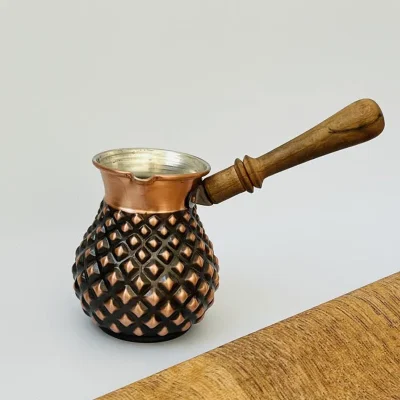 قهوه جوش مسی  سیاه قلم طرح سه بعدی - تصویر 2