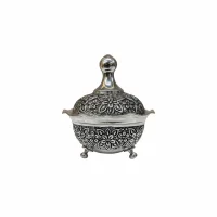 قندان مسی کروم مدل گلبرگ سه پایه