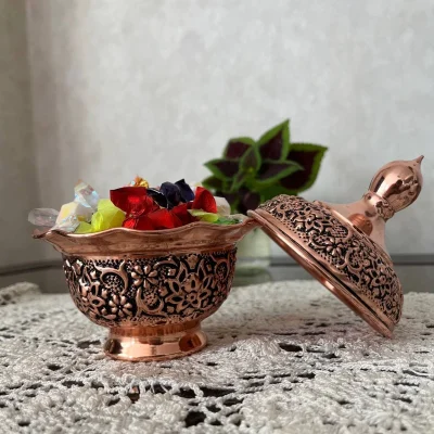 قندان مسی  طرح گلبرگ مدل لاله نانوشده - تصویر 3