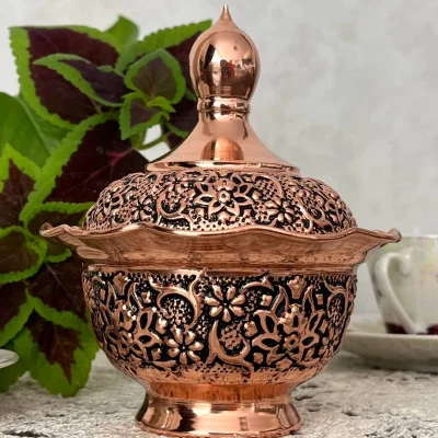 قندان مسی  طرح گلبرگ مدل لاله نانوشده - تصویر 2
