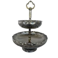 میوه خوری دوطبقه کروم طرح گلبرگ