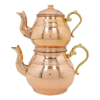 ست کتری و قوری مسی مدل دسته برنجی