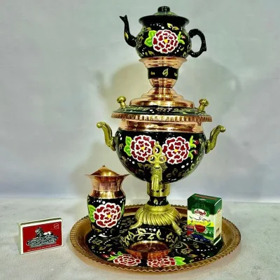 ست سیسمونی مسی سماور سبز sis-105 - تصویر 2