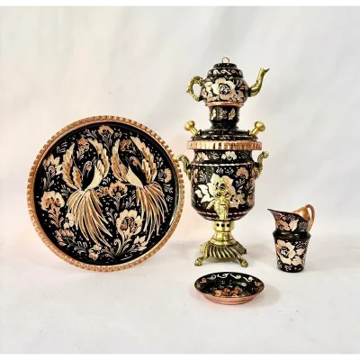 ست سیسمونی مسی سماور الماس تراش  کد sis-104 - تصویر 2