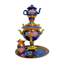 ست سیسمونی مسی سماور آبی کد sis-103