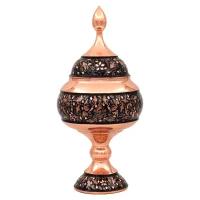 شکلات خوری مسی مدل الماس تراش طرح گل و مرغ کد al-101